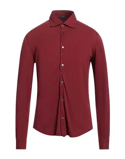 Fedeli Man Shirt Burgundy Size 46 Cotton In Red