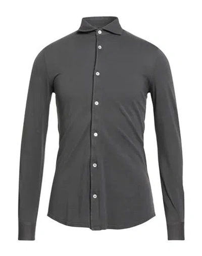 Fedeli Man Shirt Charcoal Size 36 Organic Cotton In Gray