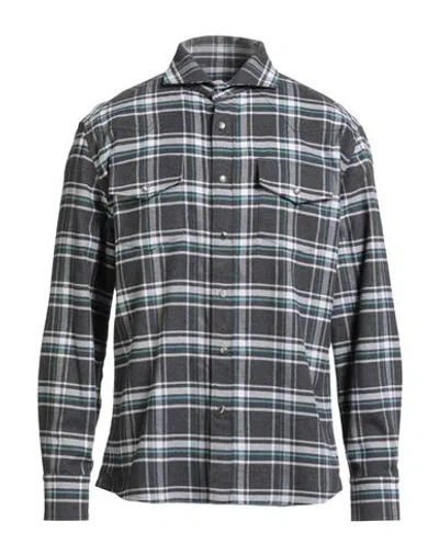 Fedeli Man Shirt Charcoal Size 40 Cotton In Gray