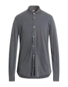Fedeli Man Shirt Charcoal Size 44 Organic Cotton In Gray