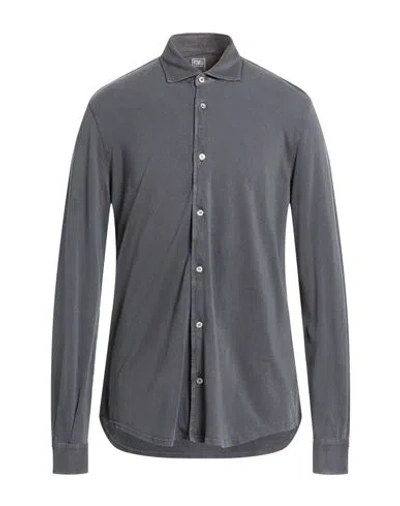 Fedeli Man Shirt Charcoal Size 44 Organic Cotton In Gray