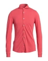 Fedeli Man Shirt Coral Size 44 Cotton In Red