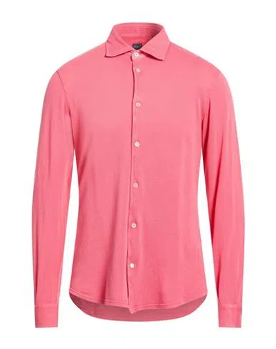 Fedeli Man Shirt Coral Size 50 Cotton In Pink