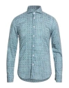 Fedeli Man Shirt Deep Teal Size 15 Cotton, Elastane In Blue