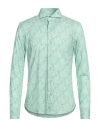 Fedeli Man Shirt Green Size 15 ¾ Cotton, Elastane