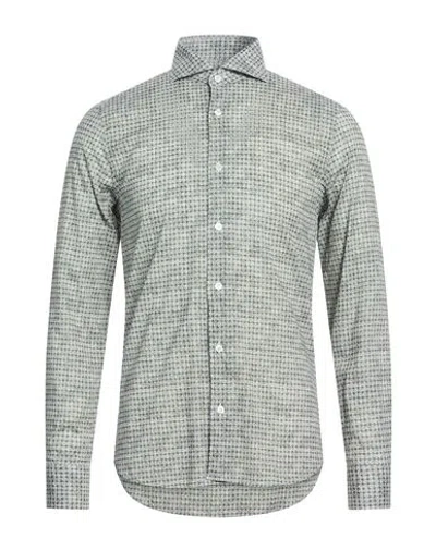 Fedeli Man Shirt Green Size 15 ¾ Cotton, Elastane In Multi
