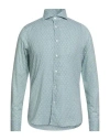 Fedeli Man Shirt Green Size 15 ½ Cotton, Elastane In Blue