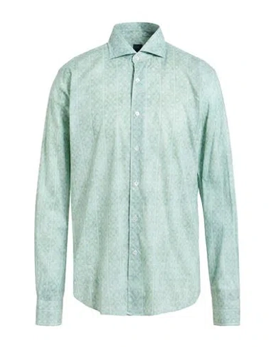 Fedeli Man Shirt Green Size 16 ½ Cotton, Elastane