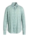Fedeli Man Shirt Green Size 17 Cotton, Elastane In Green