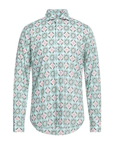 Fedeli Man Shirt Green Size 17 ½ Cotton, Elastane