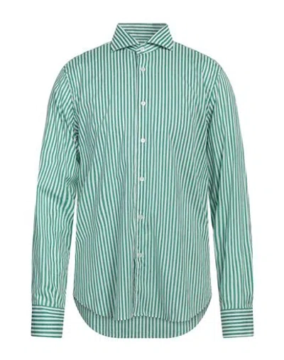 Fedeli Man Shirt Green Size 17 Cotton, Elastane