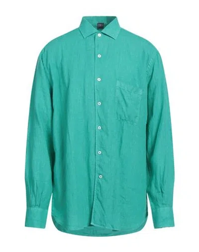 Fedeli Man Shirt Green Size 15 Linen