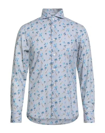 Fedeli Man Shirt Grey Size 16 Cotton, Elastane In Gray