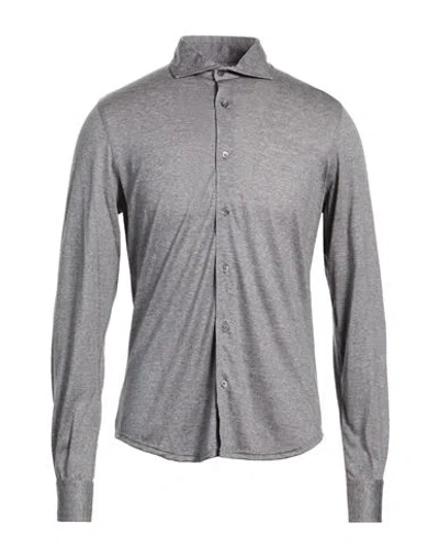 Fedeli Man Shirt Grey Size 40 Wool In Gray