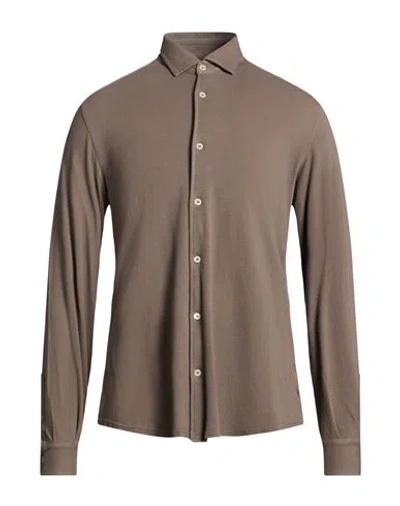 Fedeli Man Shirt Khaki Size 44 Cotton In Brown