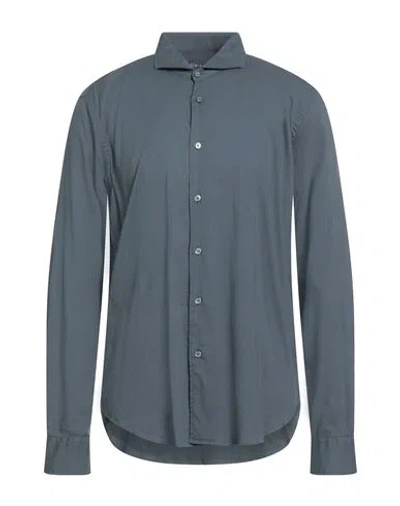 Fedeli Man Shirt Lead Size 17 ¾ Cotton, Elastane In Gray