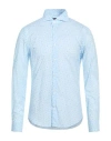 Fedeli Man Shirt Light Blue Size 15 ¾ Cotton, Elastane