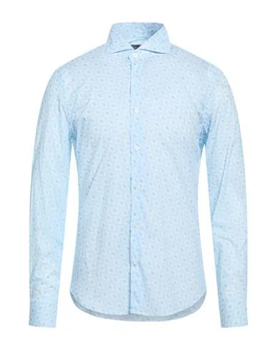 Fedeli Man Shirt Light Blue Size 15 ¾ Cotton, Elastane