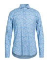 Fedeli Man Shirt Light Blue Size 15 ¾ Cotton, Elastane In Blue