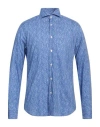 Fedeli Man Shirt Light Blue Size 17 Cotton, Elastane In Blue