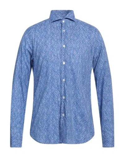 Fedeli Man Shirt Light Blue Size 17 Cotton, Elastane