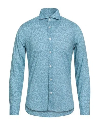 Fedeli Man Shirt Light Blue Size 17 ½ Cotton, Elastane