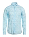 Fedeli Man Shirt Light Blue Size 17 Cotton, Elastane
