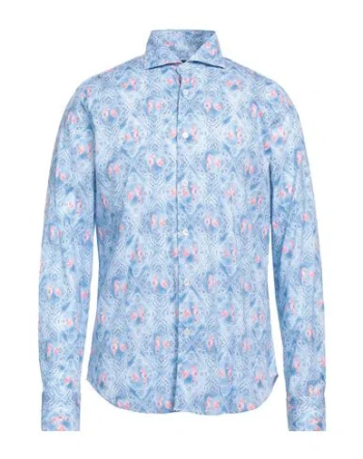 Fedeli Man Shirt Light Blue Size 17 ½ Cotton, Elastane