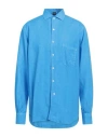 Fedeli Man Shirt Light Blue Size 17 Linen