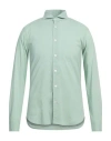 Fedeli Man Shirt Light Green Size 17 ¾ Cotton, Elastane In Green