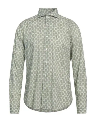Fedeli Man Shirt Light Green Size 15 ¾ Cotton, Elastane