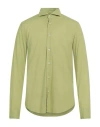 Fedeli Man Shirt Light Green Size 17 Cotton, Elastane In Green
