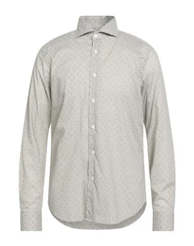 Fedeli Man Shirt Light Green Size 17 Cotton, Elastane In White