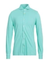 Fedeli Man Shirt Light Green Size 38 Cotton