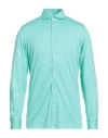 Fedeli Man Shirt Light Green Size 40 Cotton In Blue