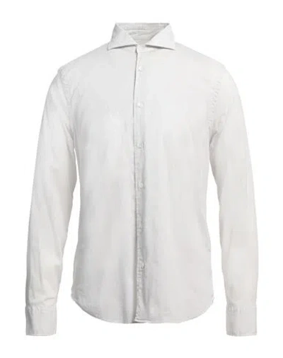 Fedeli Man Shirt Light Grey Size 17 Cotton, Elastane In White