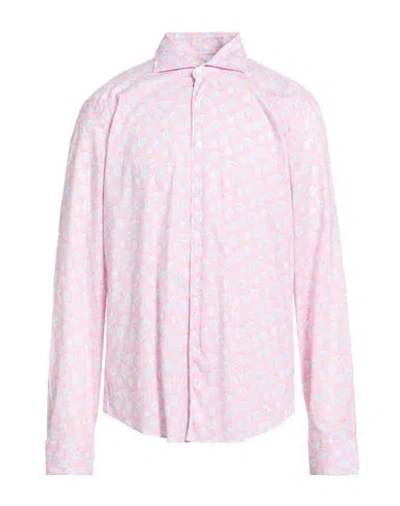 Fedeli Man Shirt Light Pink Size 17 ¾ Cotton, Elastane In Gray
