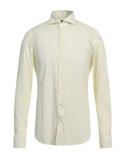 Fedeli Man Shirt Pastel Yellow Size 16 Cotton, Elastane