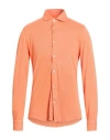 Fedeli Man Shirt Mandarin Size 40 Cotton In Orange