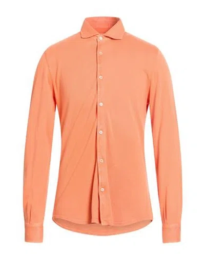 Fedeli Man Shirt Mandarin Size 40 Cotton In Orange