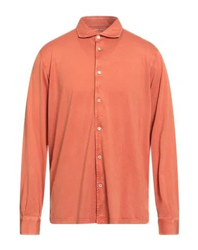 Fedeli Man Shirt Mandarin Size 44 Organic Cotton In Orange
