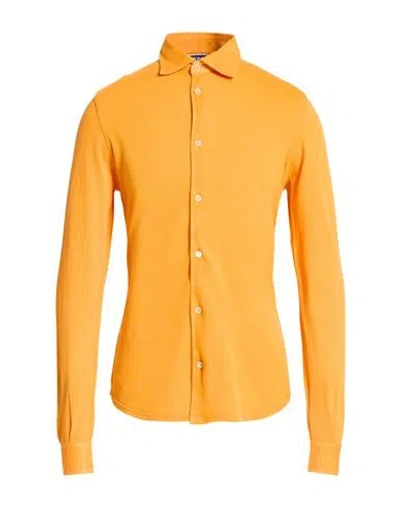 Fedeli Man Shirt Mandarin Size 50 Cotton In Orange