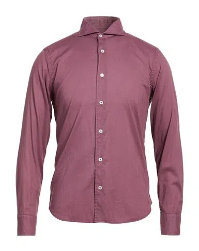 Fedeli Man Shirt Mauve Size 15 Cotton, Elastane In Purple