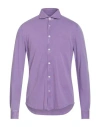 Fedeli Man Shirt Mauve Size 40 Cotton In Purple