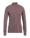 Fedeli Man Shirt Mauve Size 50 Cotton In Purple