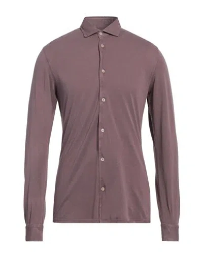 FEDELI FEDELI MAN SHIRT MAUVE SIZE 48 COTTON