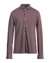 Fedeli Man Shirt Mauve Size 50 Cotton In Purple