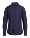 Fedeli Man Shirt Midnight Blue Size 15 ¾ Linen
