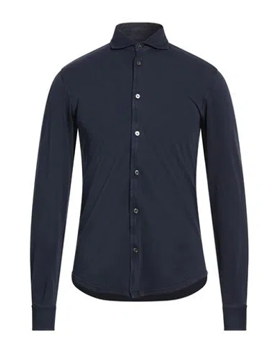 Fedeli Man Shirt Midnight Blue Size 36 Cotton