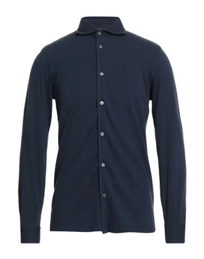 Fedeli Man Shirt Midnight Blue Size 38 Cotton